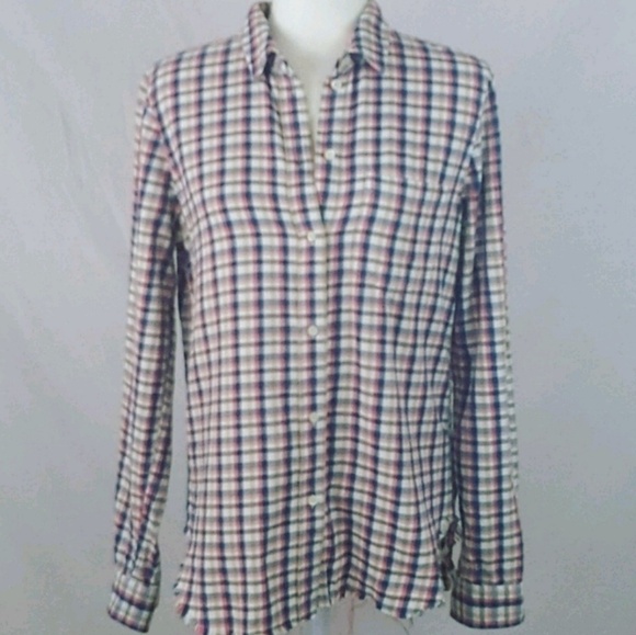 Madewell Palma Plaid Frayed Hem Flannel Button Down - Picture 3 of 6